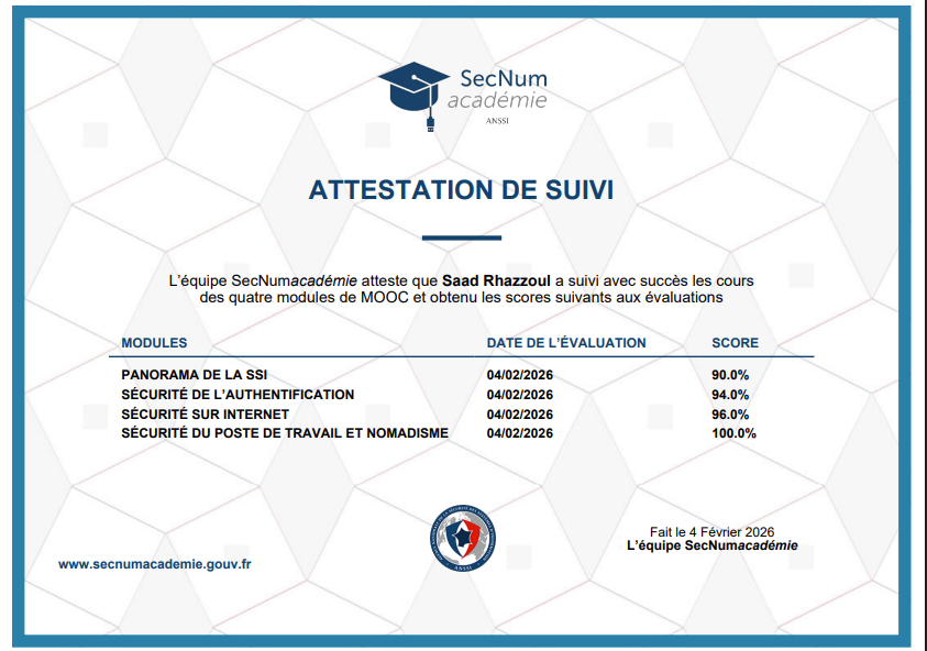 Certification SecNum Académie