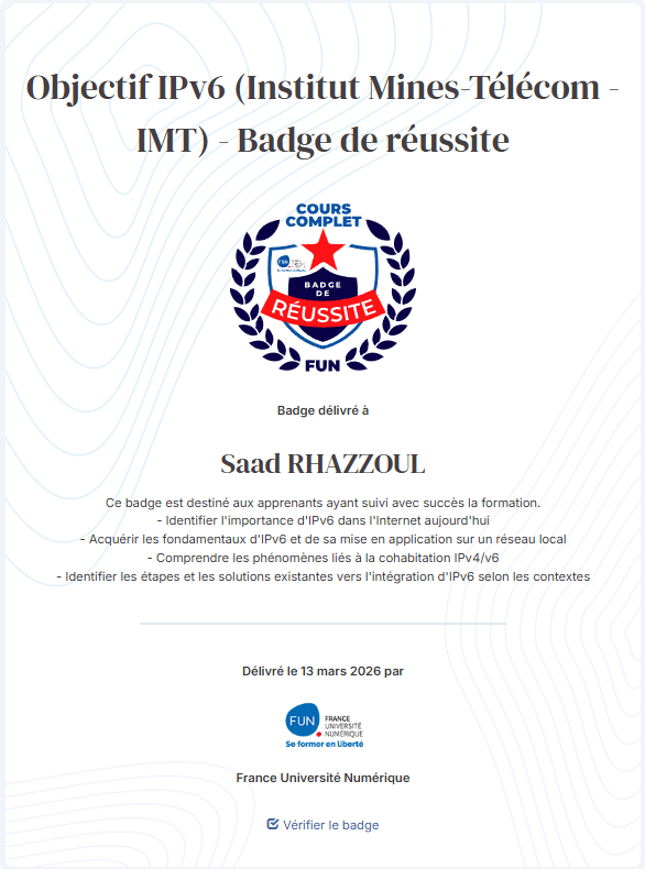 Certification Objectif IPv6
