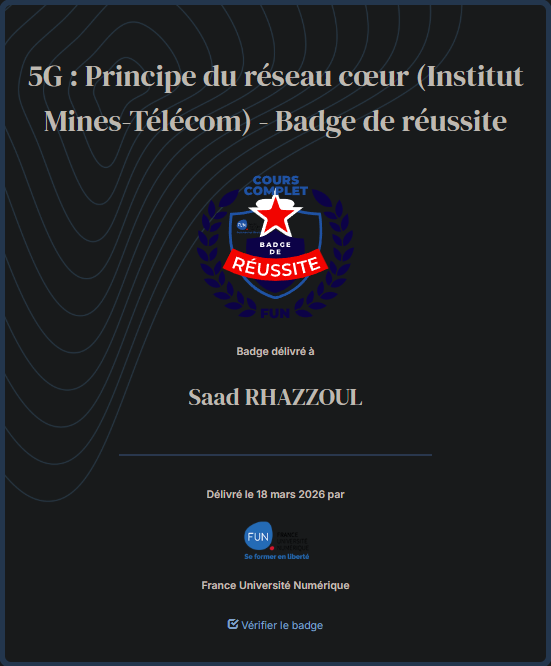 Certification 5G : Principe du réseau coeur